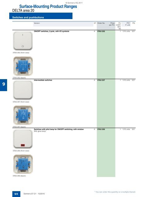 DELTA Switches and Socket Outlets Catalog ET D1 Â· 2011 - Sobel.rs