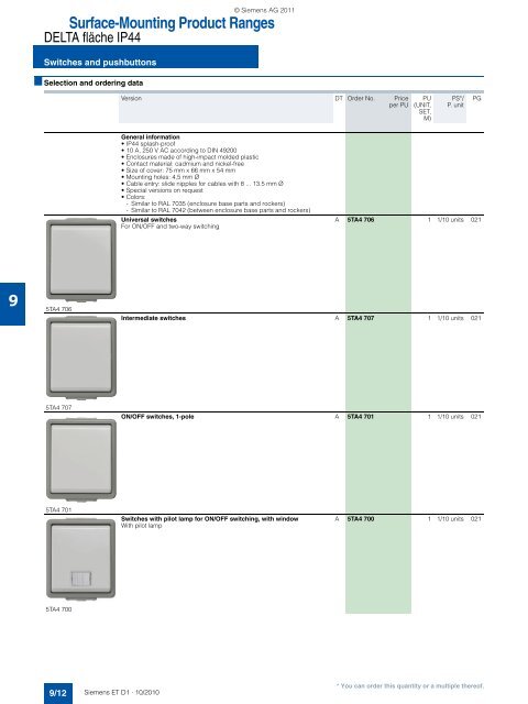 DELTA Switches and Socket Outlets Catalog ET D1 Â· 2011 - Sobel.rs