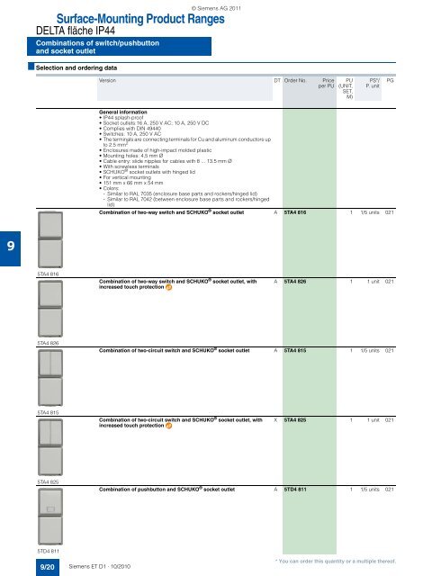 DELTA Switches and Socket Outlets Catalog ET D1 Â· 2011 - Sobel.rs