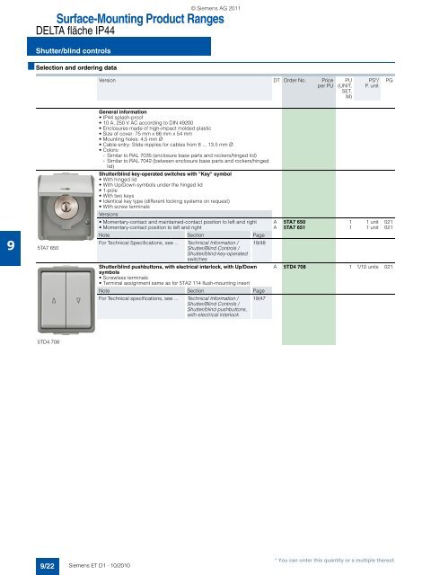 DELTA Switches and Socket Outlets Catalog ET D1 Â· 2011 - Sobel.rs