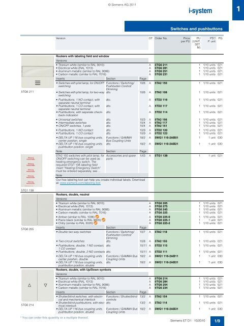 DELTA Switches and Socket Outlets Catalog ET D1 Â· 2011 - Sobel.rs