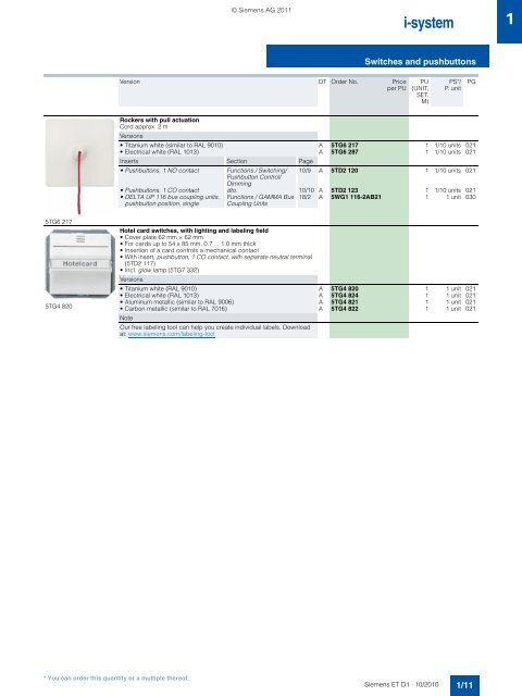 DELTA Switches and Socket Outlets Catalog ET D1 Â· 2011 - Sobel.rs