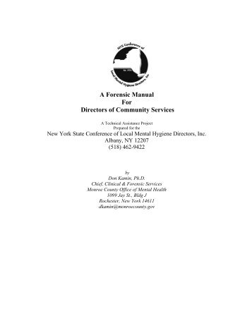 Manual - New York State Conference of Local Mental Hygiene ...