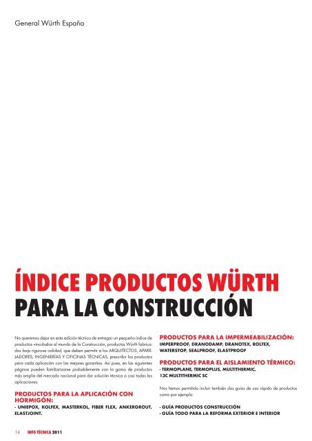 Revista Info Tecnica 2011 - Wurth