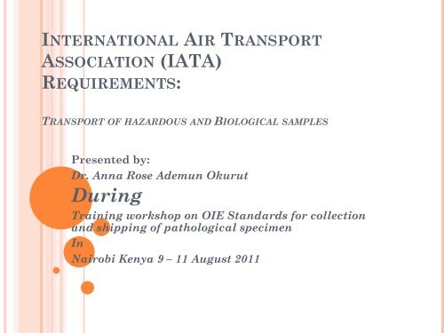 Transport of Hazardous and Biological Samples - OIE Africa