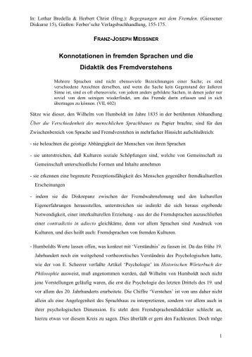 Konnotationen in fremden Sprachen und die Didaktik des ...