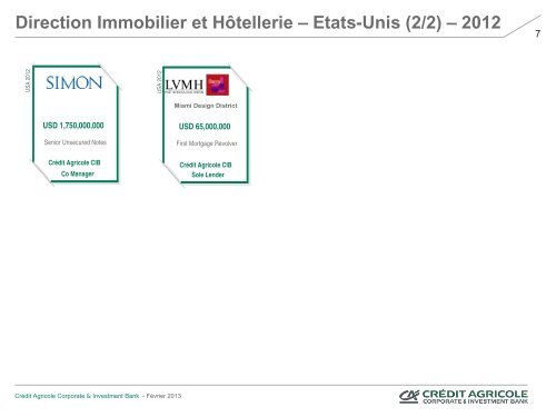 Direction Immobilier et Hôtellerie – Asie – 2011 - Crédit Agricole CIB