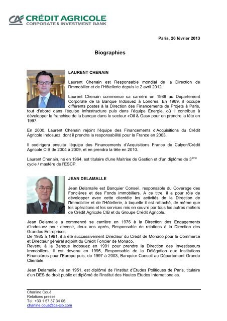 Direction Immobilier et Hôtellerie – Asie – 2011 - Crédit Agricole CIB