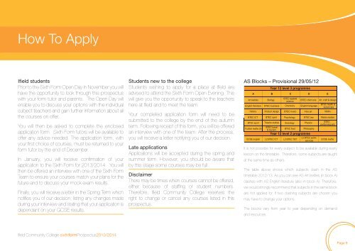 6th Form Prospectus - Ifield Community College