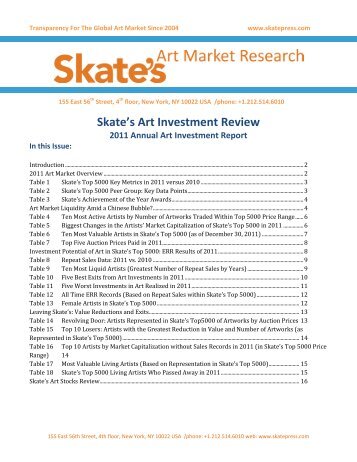 Skate's Art Investment Review 2011 Annual Art Investment Report