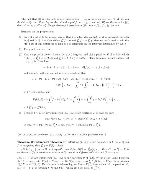 Chapter 7: The Riemann Integral When the derivative is introduced ...
