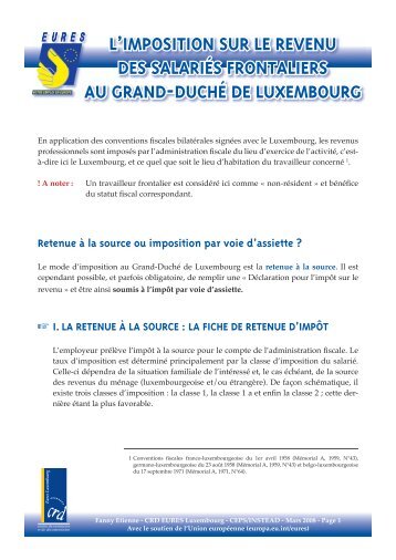 la fiche de retenue d'impôt - Eures