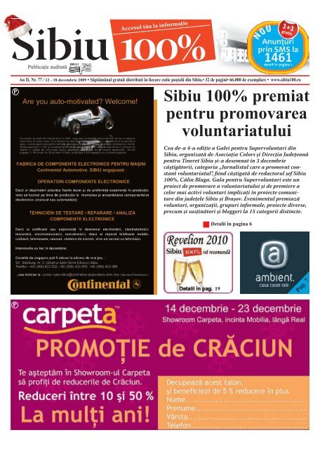 Sibiu 100% premiat pentru promovarea voluntariatului