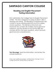 Reading and English Placement Testing - Santiago Canyon College