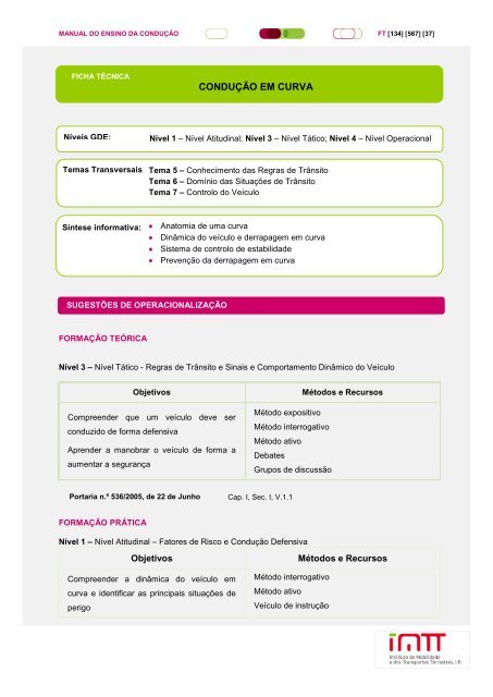 CONDUÃÃO EM CURVA - Imtt
