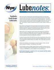 Synthetic Food-Grade Lubricants - Nye Lubricants, Inc.