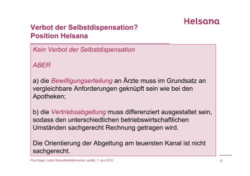 Die Selbstdispensation von Medikamenten aus Sicht der ...