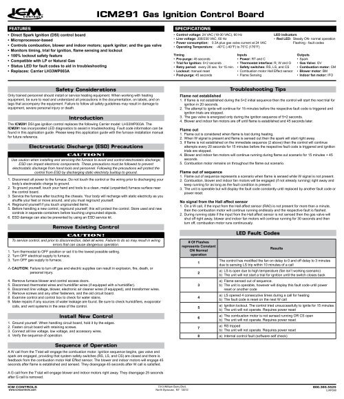 ICM291 Gas Ignition Control Board - ICM Controls