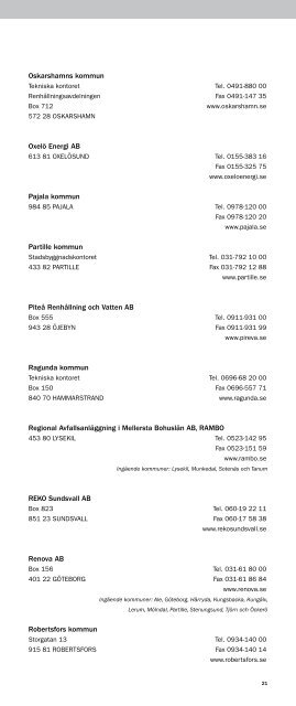 Matrikel 2011 Uppdaterad 2011-06-21 - Avfall Sverige