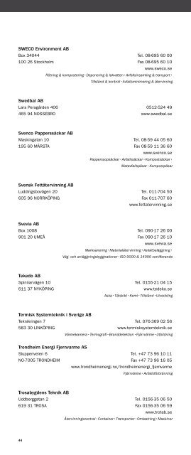 Matrikel 2011 Uppdaterad 2011-06-21 - Avfall Sverige
