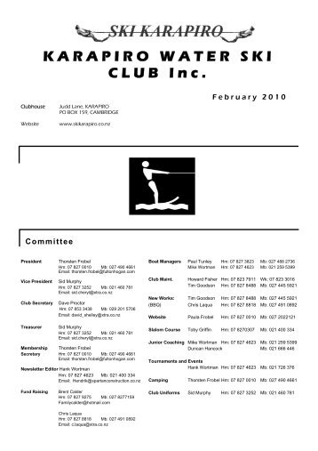 Newsletter Feb - 10B.pub - Karapiro Water Ski Club