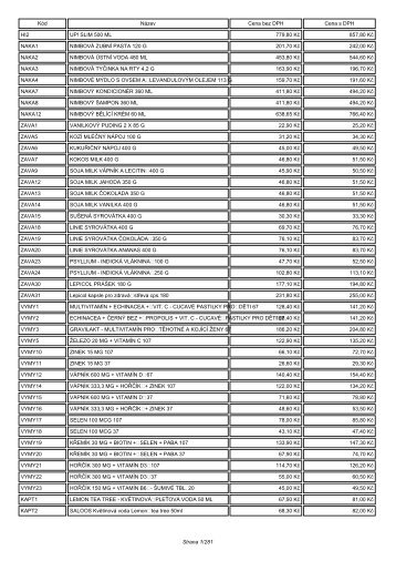 KÃ³d NÃ¡zev Cena bez DPH Cena s DPH HI2 UP! SLIM ... - picnicsro.cz