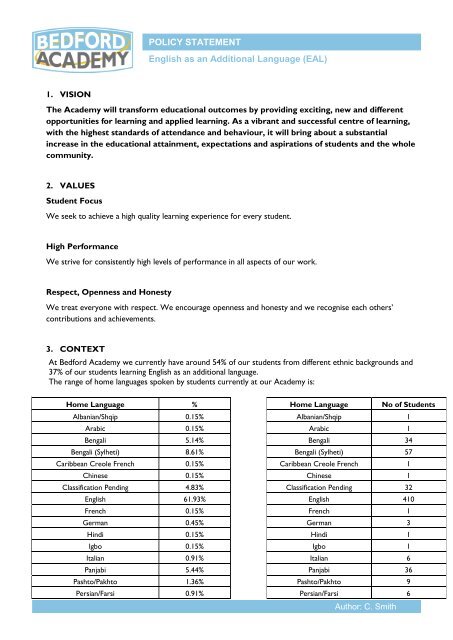 procedure for handling enquiries about the ... - Bedford Academy