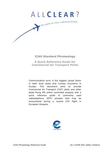ICAO Standard Phraseology A Quick Reference Guide for - SKYbrary