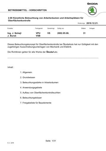 2.00 Künstliche Beleuchtung von Arbeitsräumen und Arbeitsplätzen ...