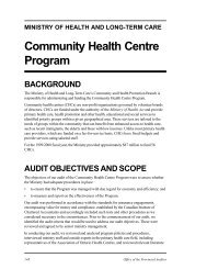Community Health Centre Program - Auditor General of Ontario