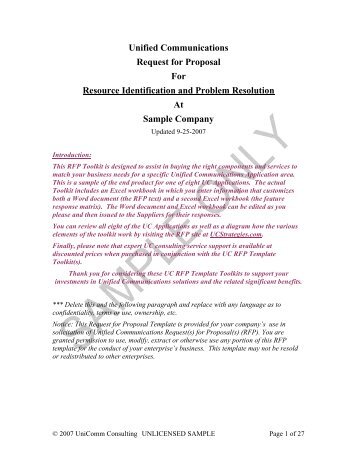 UC RFP Template Sample - UCStrategies.com
