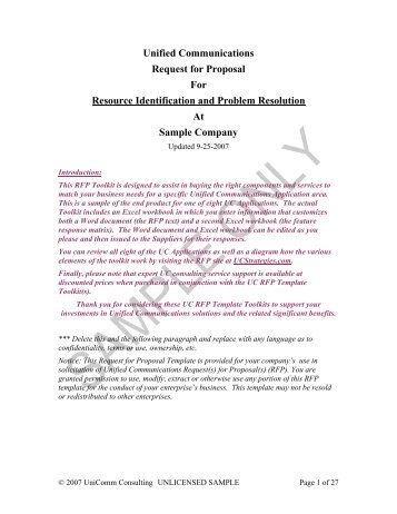 uc rfp template sample ucstrategies com