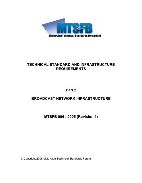 TECHNICAL STANDARD AND INFRASTRUCTURE ...