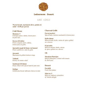 Lebanese feast Â£40 (241) - City Eating