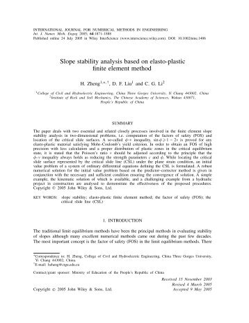 Slope stability analysis based on elasto-plastic finite element method