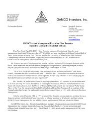 GAMCO Asset Management Executive Gino Torretta ... - Gabelli