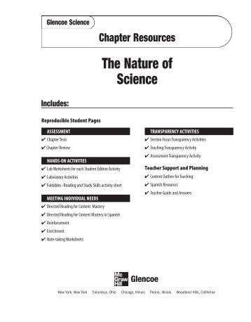 Chapter 1 Resource: The Nature of Science - Learning Services Home