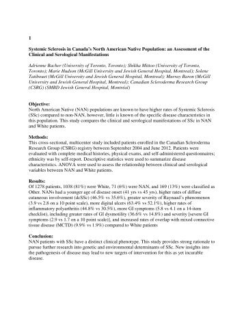 1 Systemic Sclerosis in Canada's North American Native Population ...