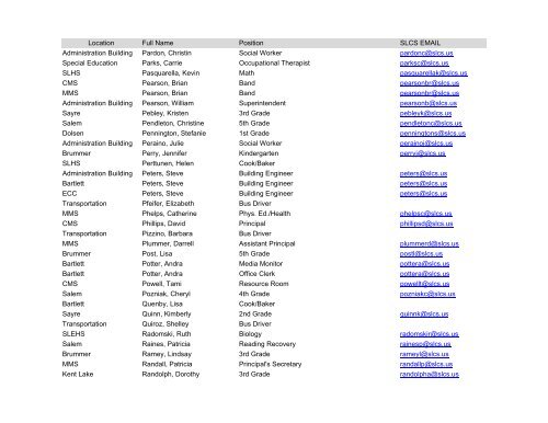 2011-2012 south lyon community schools staff directory