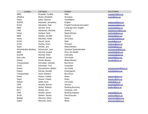 2011-2012 south lyon community schools staff directory