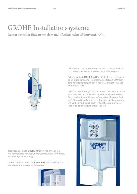 GROHE Spezialarmaturen und SanitÃ¤r Systeme