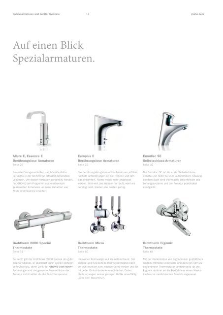 GROHE Spezialarmaturen und SanitÃ¤r Systeme