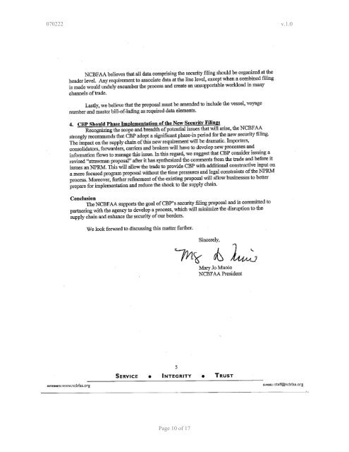 Customs Committee Agenda for 4/5/07 Meeting - ncbfaa