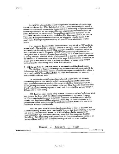 Customs Committee Agenda for 4/5/07 Meeting - ncbfaa