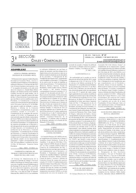 3ÂªSECCIÃN: - BoletÃ­n Oficial de la Provincia de CÃ³rdoba