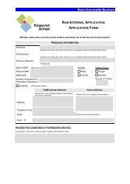 application form - RUB Research School - Ruhr-UniversitÃ¤t Bochum