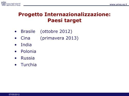 Progetto Internazionalizzazione