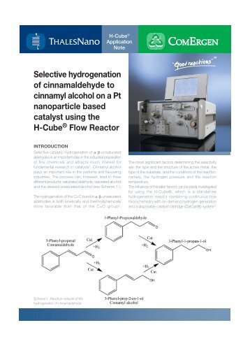 Selective hydrogenation of cinnamaldehyde to ... - ThalesNano