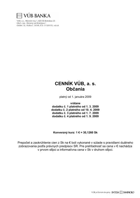 Cennik fo 090101 d4 (PDF, 472 kB) - VÃšB banka