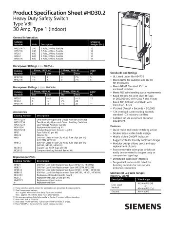 Product Specification Sheet #HD30.2 Heavy Duty ... - C & E Sales, Inc.